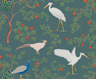 Elegant peacocks and delicate floral branches on cream background in vintage botanical style - view 17 - repeat-small - final