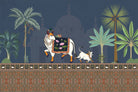 "Intricate lea Pichwai art - "mughal" wallpaper mural-inequal final"