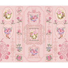 Romantic pink wallpaper with ornate baroque frames and vintage floral bouquet arrangements - view 6 - mural-equal - final
