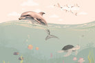 "Underwater marine life scene in lea - "marine and ocean" wallpaper mural-inequal final"