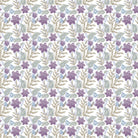 Delicate purple flowers with sage leaves create elegant repeating floral motif on white background - view 2 - final