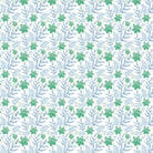 Delicate purple flowers with sage leaves create elegant repeating floral motif on white background - view 24 - final