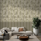 Lavender European countryside toile pattern featuring castles and trees in classic scenic style - view 7 - final