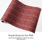 Ornate red and silver damask print with intricate floral medallions and traditional Persian motifs - view 5 - final