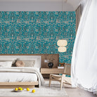 Ornate red and silver damask print with intricate floral medallions and traditional Persian motifs - view 9 - final