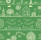 Traditional Warli folk art motifs in white on deep red background with repeating trees - view 17 - repeat-small - final