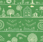 Traditional Warli folk art motifs in white on deep red background with repeating trees - view 18 - repeat-original - final
