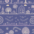 Traditional Warli folk art motifs in white on deep red background with repeating trees - view 28 - repeat-original - final