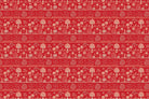 Traditional Warli folk art motifs in white on deep red background with repeating trees - view 6 - final