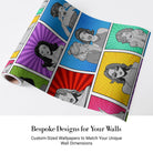 Colorful comic style panels with pop art portraits in vibrant sunburst backgrounds - view 3 - final