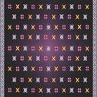 Pink and orange geometric flowers with blue accents form repeating motifs on white background - view 12 - final