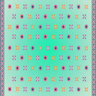 Pink and orange geometric flowers with blue accents form repeating motifs on white background - view 16 - final