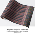 Modern dining space with vertical stripes and ornate paisley border in navy and pink - view 4 - final