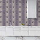 Repeating fleur de lis and crown motifs in beige and cream classical European style - view 17 - final