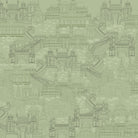 Delicate line drawing of Mughal palaces and monuments in neutral beige architectural illustration - view 24 - final