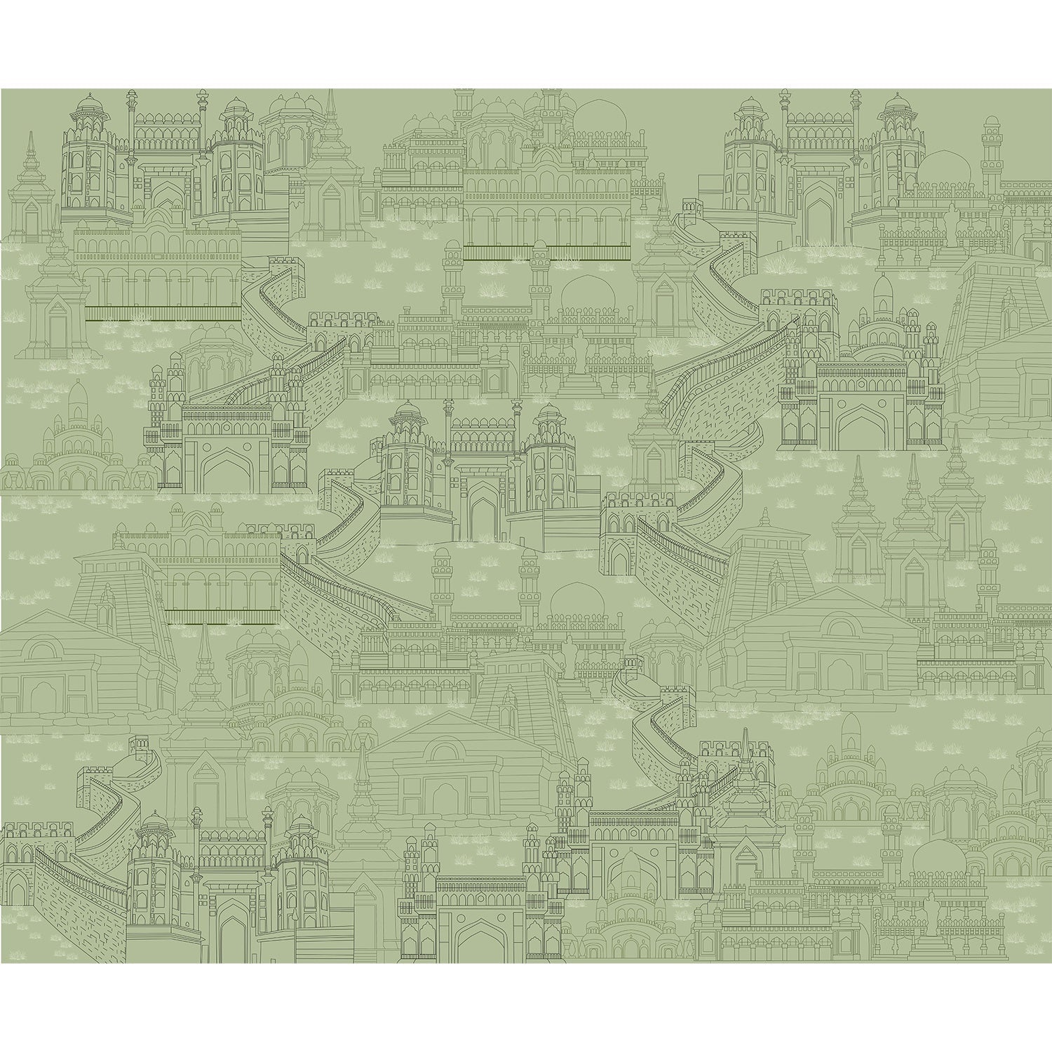 Heritage architecture fort design in lea - "royal" wallpaper mural-equal final