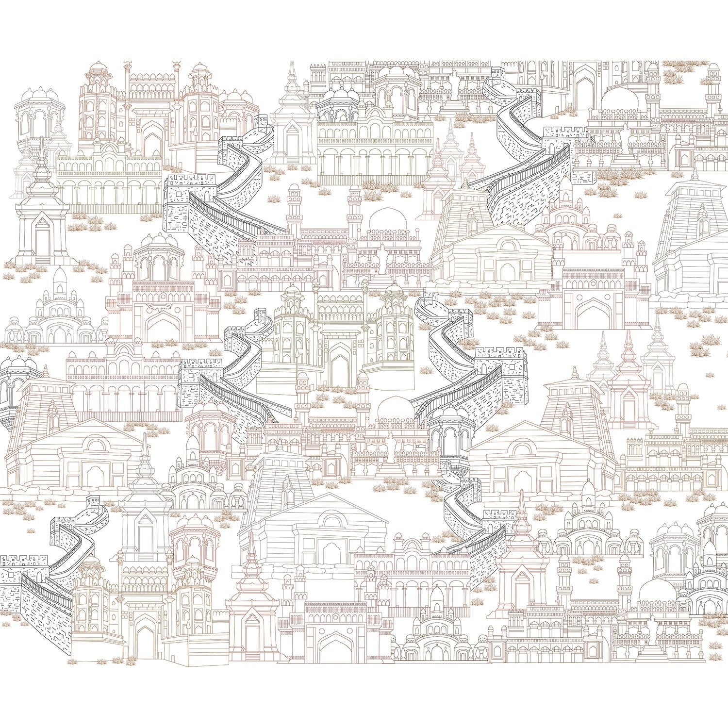 Heritage architecture fort design in lea - "royal" wallpaper mural-equal final