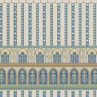 Ornate Moorish arches and vertical stripes in blue and gold with floral details - view 2 - final