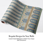 Ornate Moorish arches and vertical stripes in blue and gold with floral details - view 4 - final