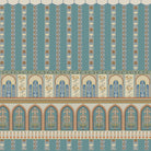 Ornate Moorish arches and vertical stripes in blue and gold with floral details - view 8 - final