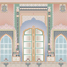 Ornate Mughal palace interior with mint arches, geometric patterns and decorative Islamic architecture - view 3 - final