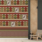Traditional ornamental border design with repeating Mughal arches and decorative motifs in red green - final hobby-room