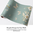 Delicate butterflies and leaves float across sage green wall in ethereal garden design - view 4 - final