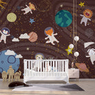 Whimsical cartoon animals floating in starry space with planets and celestial elements - view 11 - final