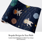 Whimsical cartoon animals floating in starry space with planets and celestial elements - view 4 - final