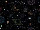 Navy blue celestial pattern with outlined planets, stars and constellations for kids rooms - view 11 - repeat-original - final
