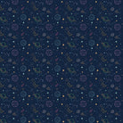 Navy blue celestial pattern with outlined planets, stars and constellations for kids rooms - view 2 - final