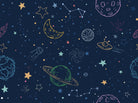 Navy blue celestial pattern with outlined planets, stars and constellations for kids rooms - view 6 - repeat-original - final