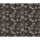 Vintage botanical pattern with dragonflies and daisies on deep teal background with delicate details - view 13 - final