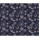 repeat-full-square Vintage botanical pattern with dragonflies and daisies on deep teal background with delicate details - view 25 - final