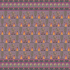 Repeating pattern of orange teepees and decorative trees on brown background with traditional border - view 16 - final