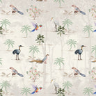 Delicate watercolor birds and palm trees on cream background with botanical tropical elements - view 2 - final