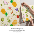 Cheerful scattered pattern with pineapples watermelons strawberries avocados and citrus on cream background - view 3 - final