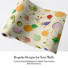 Cheerful scattered pattern with pineapples watermelons strawberries avocados and citrus on cream background - view 4 - final