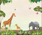 "Vibrant lea jungle safari scene - kids wallpaper mural-inequal final"