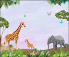 "Vibrant lea jungle safari scene - kids wallpaper mural-inequal final"