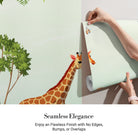 Whimsical safari scene with giraffes, butterflies and lighthouse against mint green tropical background - view 3 - final