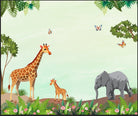 "Vibrant lea jungle safari scene - kids wallpaper mural-inequal final"