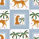Repeating squares featuring orange leopards and palm trees in vintage safari style layout - view 12 - repeat-small - final