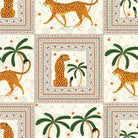 Repeating squares featuring orange leopards and palm trees in vintage safari style layout - view 6 - repeat-original - final