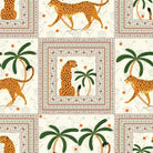 Repeating squares featuring orange leopards and palm trees in vintage safari style layout - view 7 - repeat-small - final