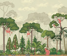 "Monkey jungle adventure in lea - tropical wallpaper mural-inequal final"