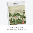 Whimsical jungle scene with monkeys in trees and soft green forest landscape mural - view 7 - final all-groups samples