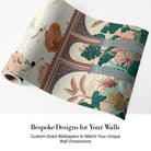 Ornate Mughal arches with tropical monstera leaves and flying cranes in coral florals - view 5 - final