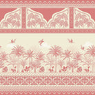 Ornate Mughal border with blue palm trees and flying birds in tropical paradise - view 16 - final