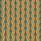 Repeating palm trees and pink flamingo pairs on dark green tropical botanical background - view 16 - final
